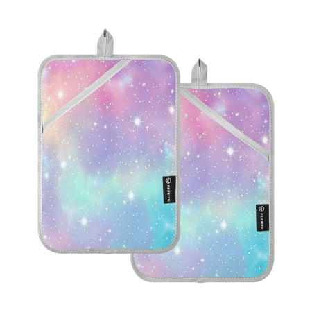 

Pot Holders Set of 2 Heat Resistant Potholders for Kitchen Easy Grip Oven Mitts for Microwave Oven Baking Kitchen BBQ Colorful Sky