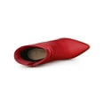 thumbnail image 4 of BLISSFUL STEP Women's Ankle Boots Slouch Pointed Toe Stiletto Heel Side Zip PU Booties Red 6.5, 4 of 7