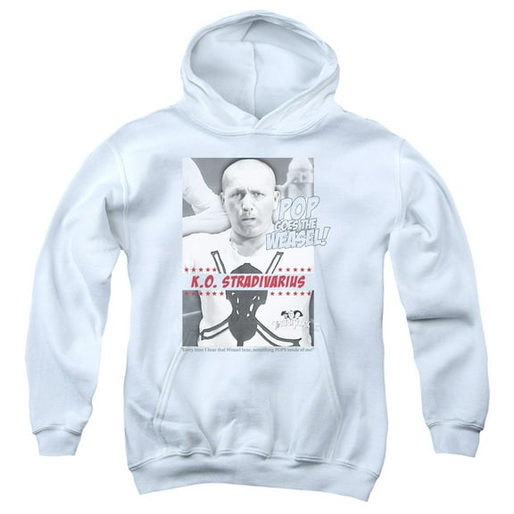 Three Stooges Weasel Youth Pullover Hoodie Sweatshirt White