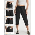 thumbnail image 3 of BALEAF Women's Hiking pants with 7 Pockets Lightweight Quick Dry Cargo Capris Pants for Women Summer Pants for Women Black L, 3 of 7