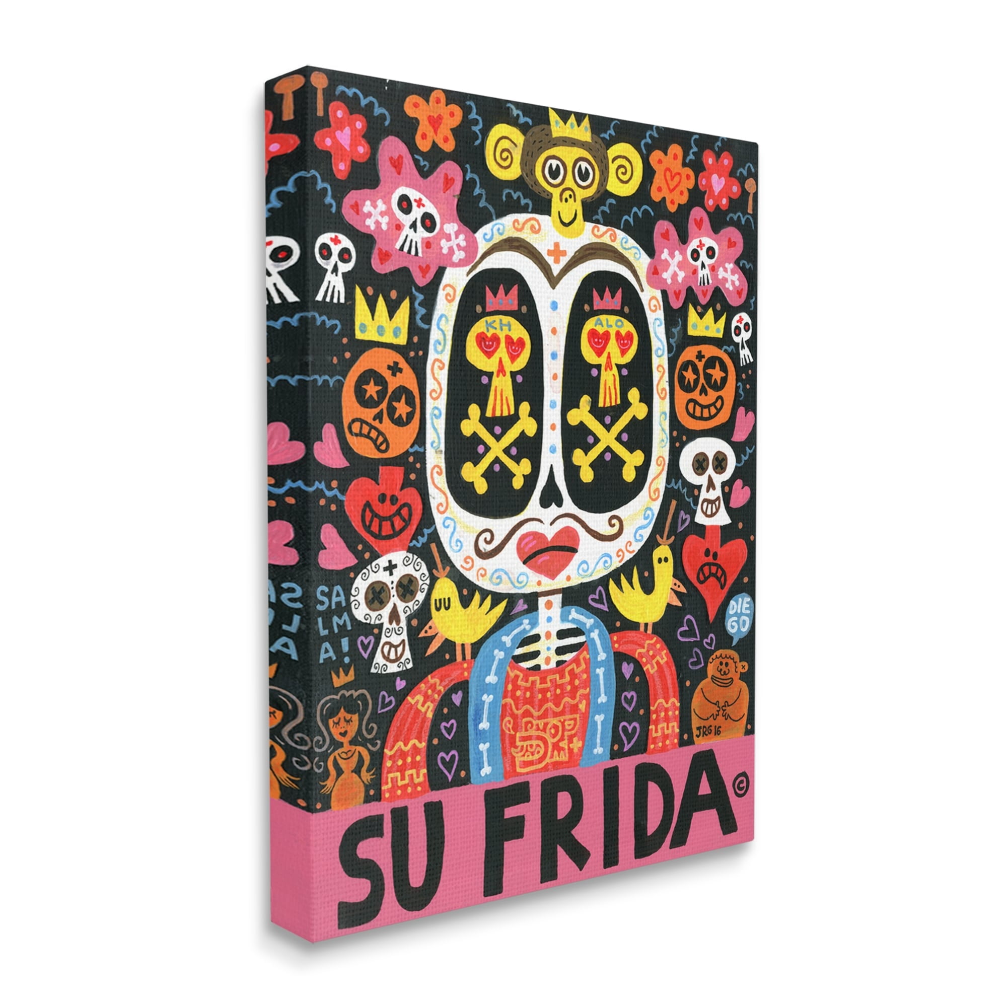 Stupell IndustriesFrida Wrestler Contemporary Pop Style Floral Collage Canvas Wall Art, 24 x 30, Design by Jorge R. Gutierrez