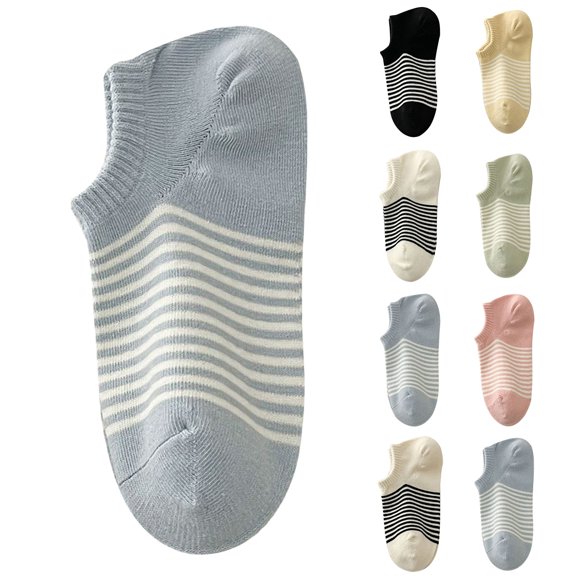 Breezora Women's Striped No Show Socks Thin Cut Socks Casual Ankle Socks for Spring Summer Autumn Basic Liner Socks Daily