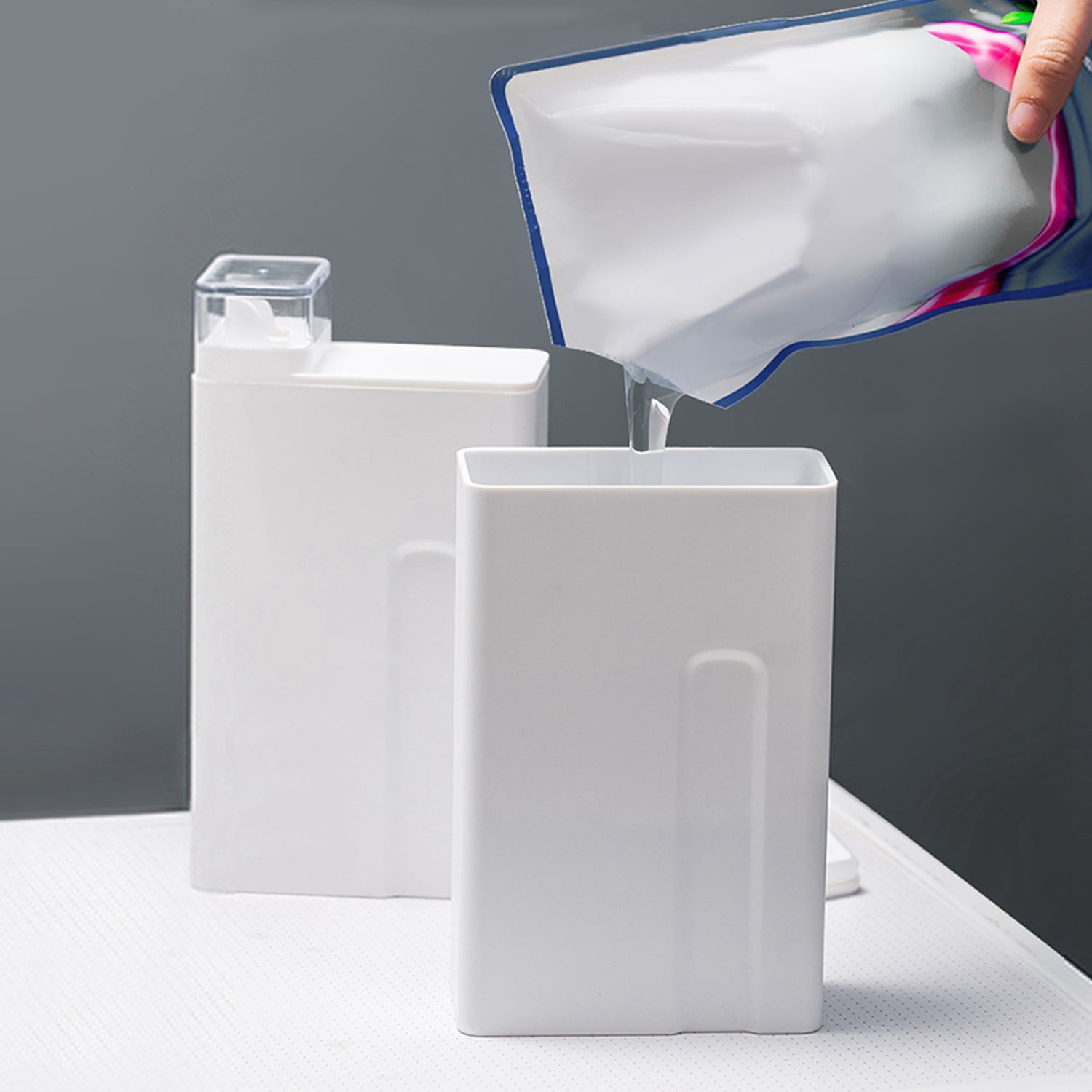 35oz Laundry Detergent Dispenser Container TeqHome 1 Pack Liquid Laundry Dispenser for Laundry Room with Waterproof Labels, White