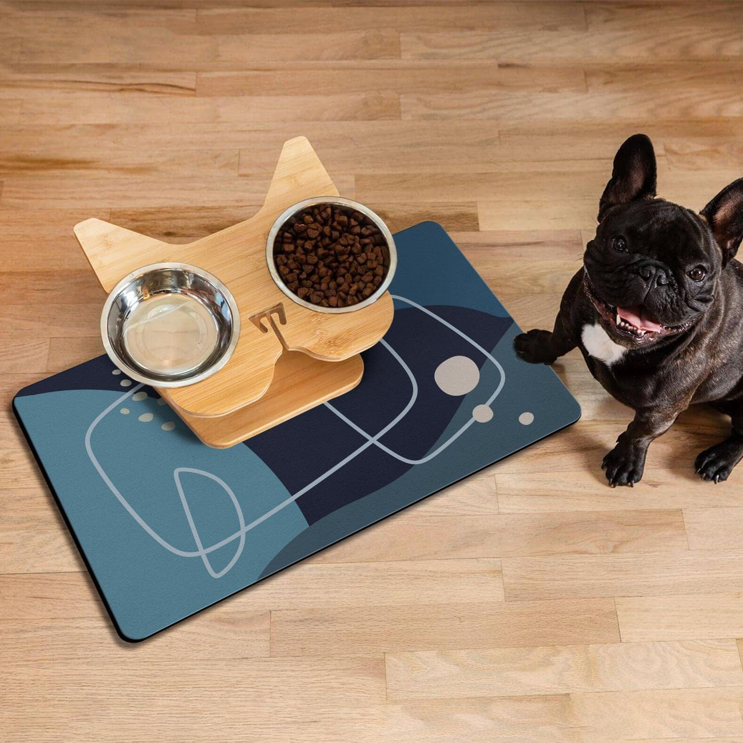 Extra Large Dog Placemat Cat Pet Food Feeding Mat,Rainbow Mat for Dog Bowls  and Water,Water Absorbent,Non Slip Placemat,Easy to Clean,30x17 