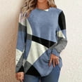 thumbnail image 2 of Horkkom Womens Fall Tops Long Sleeve Crew Neck Color Block Tops Casual Comfy Pullover Tunic Tops, Gifts for Women L, 2 of 7
