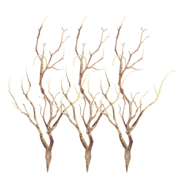 Ramas de árbol secas con cuernos artificiales decorativos, 3 unidades