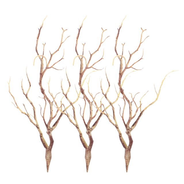 Ramas de árbol secas con cuernos artificiales decorativos, 3 unidades
