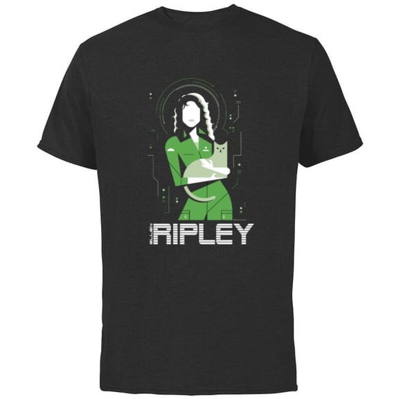 Alien 45th Anniversary Ellen Ripley & Jonesy Stylized Art - Short Sleeve Cotton T-Shirt for Adults - Customized-Black