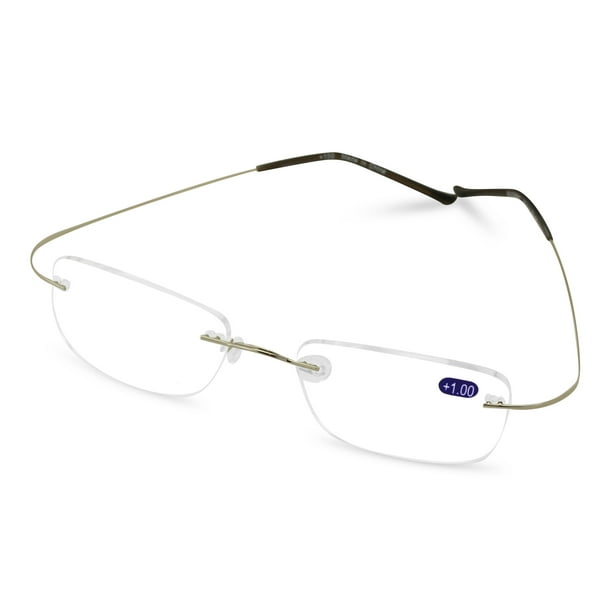 Super Lightweight Slim Rimless Wire Reader Flexible Clear Rectangular