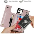 thumbnail image 4 of Crossbody Wallet Case for iPhone 11 with Card Slot Holder,Magnetic Flip Folio Purse,PU Leather with Detachable Lanyard Strap Lattice Pattern Travel Case 6.1" (Rosegold), 4 of 14