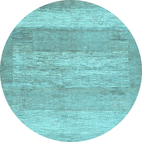 Ahgly Company Indoor Round Abstract Light Blue Contemporary Area Rugs, 7' Round