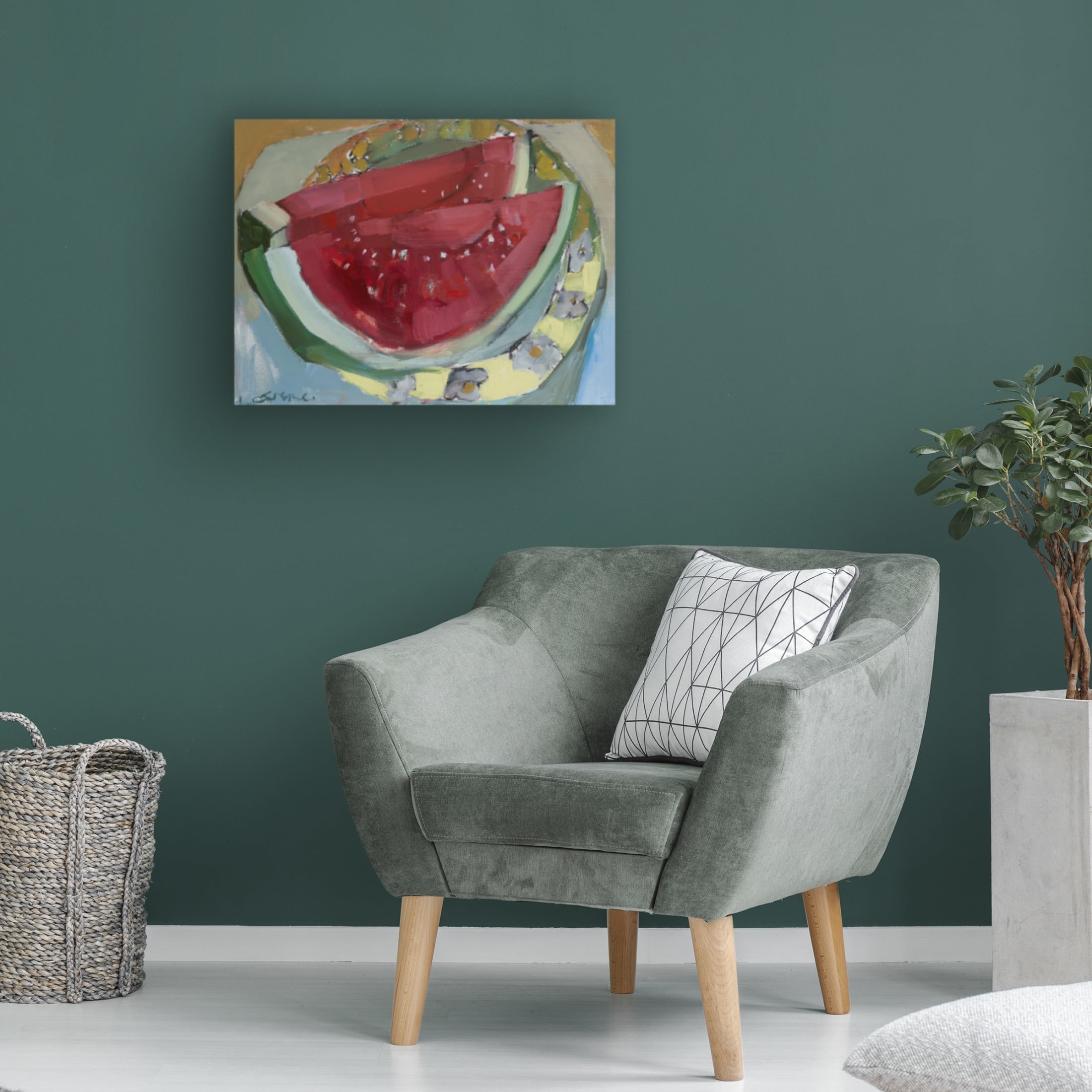 Canvas Wall Art - Erin McGee Ferrell 'Watermelon II' Wall Art for Living Room, Bedroom, or Office Décor by Trademark Fine Art - 32 x 24 Inches
