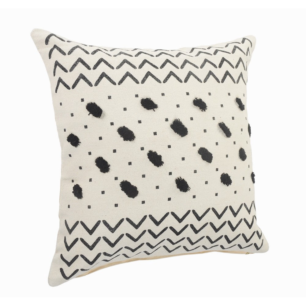 Ox Bay Chevron Black And Cream Tufted Grid Soft Poly-Fill 20 In. X 20 In. Throw Pillow