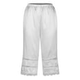 thumbnail image 3 of Timegard Capri Pants for Women Satin Lace Straight Leg Loungewear Casual Comfy Crop Pants Pajamas, 3 of 6