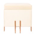 thumbnail image 5 of Square Velvet Storage Ottoman with Rose Gold Legs, Pink, 5 of 10