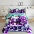 thumbnail image 2 of jejeloiu Santa Claus Full Size Comforter Sets,Purple Christmas Balls Bedding Comforter Set,Kawaii Xmas Reindeer Bedding Sets For Teens,Microfiber Bedroom Decor Reversible,3 Pieces, 2 of 8