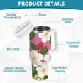 thumbnail image 2 of Yayeee 30oz Stainless Steel Tumbler with Straw and Handle Double-Wall Insulated Travel Water Bottle, White Flowers, 2 of 8