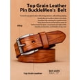 thumbnail image 2 of Catelles Men's Camel Leather Belt, Wear-resistant Alloy Pin Buckle, Gift Box with Puncher&For waist 42 in Width 1.5 in(3.8cm), 2 of 9
