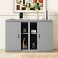 thumbnail image 3 of Full Size Murphy Bed with Shelves, Drawers and USB Ports, Wood Bed Frame Wall Bed Cube Bed, Murphy Bed Cabinet with Drawers for Home Office or Small Room, Foldable Platform Bed Frame, Gray, 3 of 9
