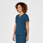 Wink W123 Womens Mock Wrap Scrub Top, Caribbean Blue, L Womens