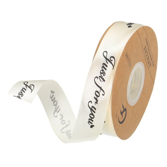 1 Inch 50 Yard Wide Satin Ribbon Grosgrain Valentine Wedding Ribbon for Gift Wrapping, Just for You, Cream White