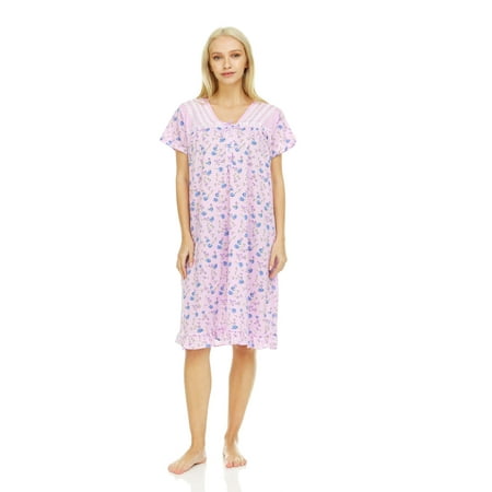 Lati Fashion Women Nightgowns Short Sleeve Female Nightgowns & Sleepshirts Purple Size X-Large