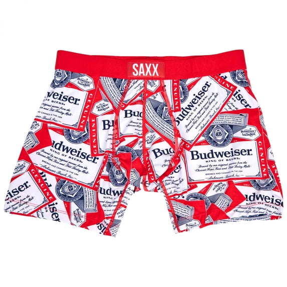 Budweiser Beer Repeating Labels SAXX Men's Boxer Briefs-Large (36-38)