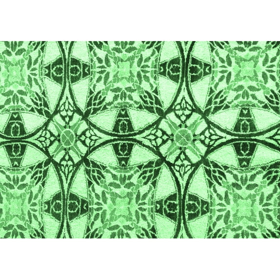 Ahgly Company Indoor Rectangle Abstract Emerald Green Modern Area Rugs, 2' x 5'