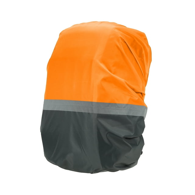 Cubierta de mochila impermeable Uxcell de 30-40L con correa ajustable y tiras reflectantes, tamaño M, gris y naranja