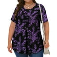 thumbnail image 3 of Fantaslook Womens Plus Size Tops Tunic Short Sleeve Shirts Floral Blouses Loose Summer Tops, 3 of 9