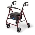 thumbnail image 1 of Andador de acero Medline para adultos con movilidad reducida, color burdeos, capacidad de peso de 159 kg, ruedas de 15 cm, plegable, asas ajustables, andador con ruedas para personas mayores., 1 of 5