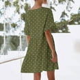 thumbnail image 5 of LOVZFMLL Summer Dresses for Women Casual Loose V Neck Short Sleeve Mini Dress Ruffle Swing Polka Dot/Boho Floral Print Beach Sundress Army Green A XL, 5 of 8
