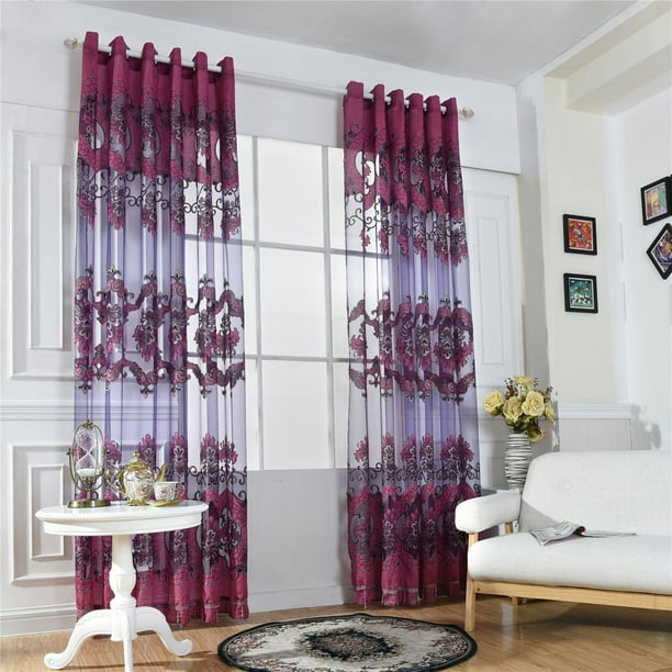Cortina , Cinta Fruncida, Ojales, Cortinas, Bufanda para Ventana, Bufanda Decorativa, Cortina para Ventana 深紫色