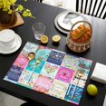 thumbnail image 3 of Pioneer Flower Floral Print Pattern Summer Placemats Table Placemats Set Of 6-Linen Kitchen Washable Placemats Table Mats 12x18 Inch Non-Slip Heat Resistant, 3 of 5