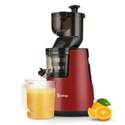 Lifcasual Two-speed Mechanical Vertical Electric Cold Press Slow Masticating Juicer 120V 150W 1000ml Juice Cup Red Plastic 1500ml Pomace Cup