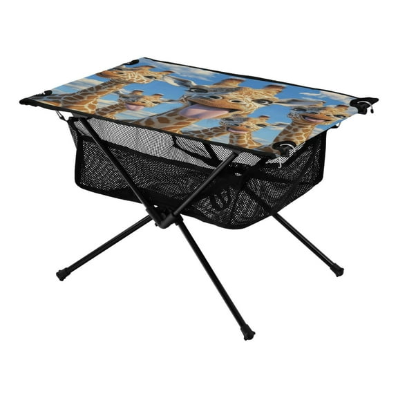 Portable Folding Table 23.6" Lightweight Oxford Fabric Camping Desk for Outdoor, Garden, Fishing Gear A Group Of Giraffes