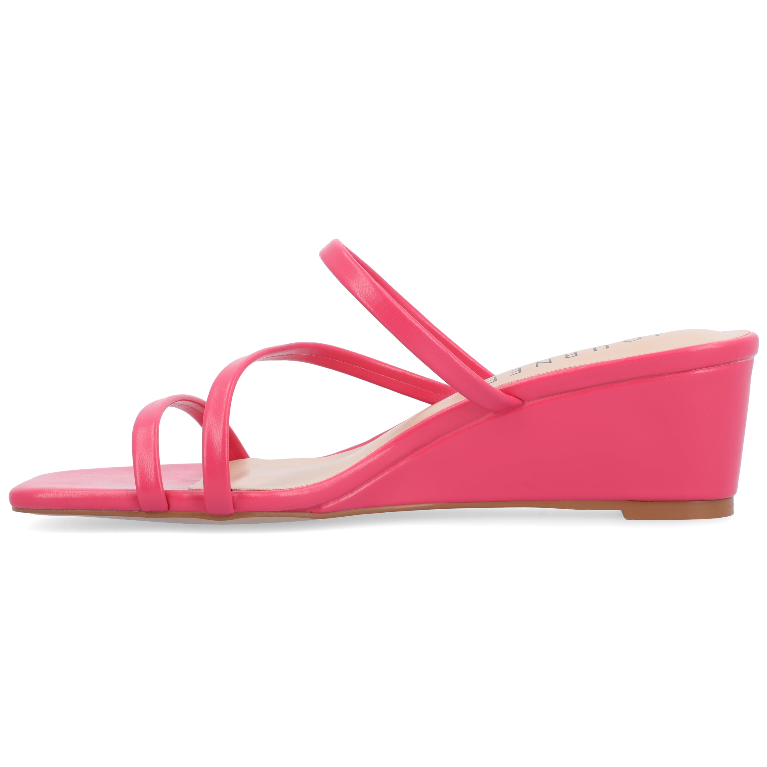 Journee Womens Takarah Crossover Strap Slip On Wedge Sandals