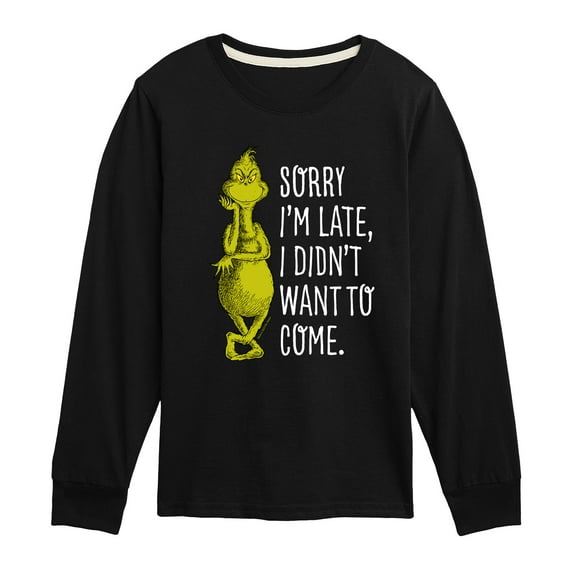 Dr. Seuss The Grinch - Christmas - Sorry I'm Late, Didn't Want To Come - Toddler & Youth Long Sleeve Graphic T-Shirt