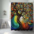 thumbnail image 3 of Cortina de ducha con diseño de árbol de la vida para baño, cortina de ducha de tela, juego de cortina de ducha de arte de lujo moderno, accesorios de baño únicos, 3 of 4