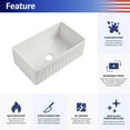 thumbnail image 4 of Rainlex Fireclay 30" L X 18" W Farmhouse Kitchen Sink with Grid and Strainer,Include  2 Accessories, 4 of 4