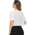 thumbnail image 3 of Women Shrug Soft Chiffon Open Front Sheer Short Sleeve Cropped Cardigans for Evening Dress White 3XL, 3 of 6