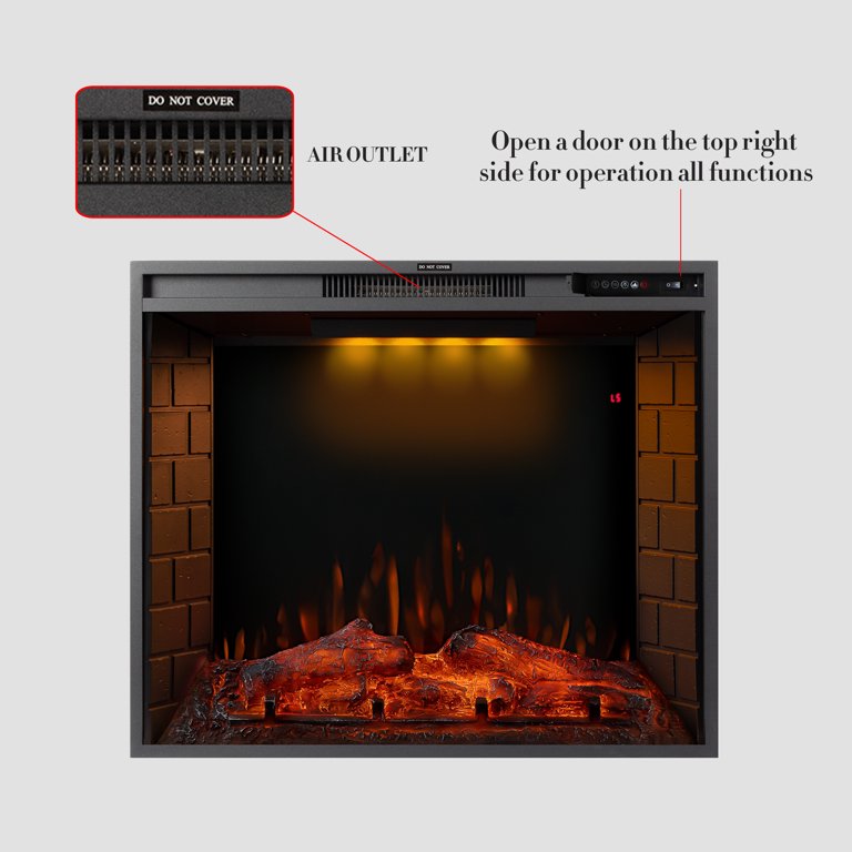 SYNGAR 30 inch Recessed Electric Fireplace, 5,000 BTUs, 3 Top Light Colors,  1500/750 Watt Heater (62-99°F Thermostat), Touch Screen and Remote Control,  Adjustable Flame Level, Black, D4973 - Walmart.com
