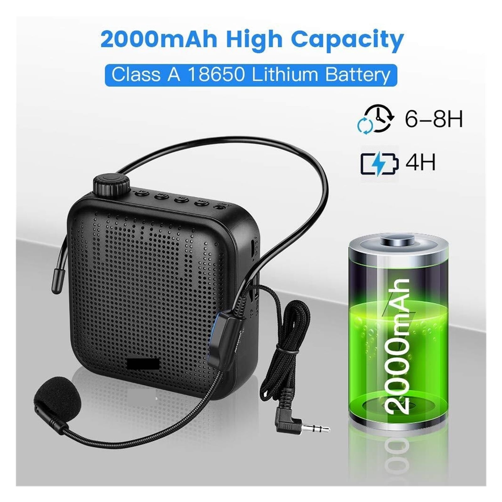 Voice Amplifier Megaphone Mini Audio Speaker With Microphone Rechargeable Ultralight Loudspeaker For Teachers Guide ,Easy to Operate