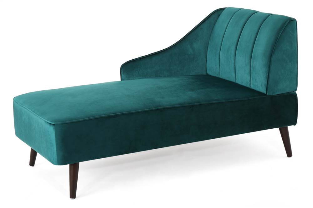 Auley Glam Chaise Lounge in Teal and Dark Walnut