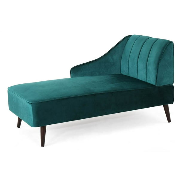 Auley Glam Chaise Lounge in Teal and Dark Walnut