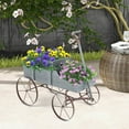 thumbnail image 4 of Gymax Wooden Garden Flower Planter Wagon Plant Bed W/ Wheel Garden Yard Gray, 4 of 10
