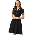 thumbnail image 1 of Vestido elegante para mujer con cuello Peter Pan con volantes Negro XS, 1 of 5