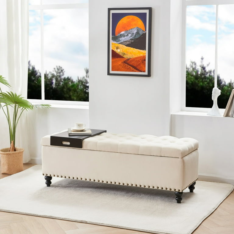 Narrow ottoman storage bench deals