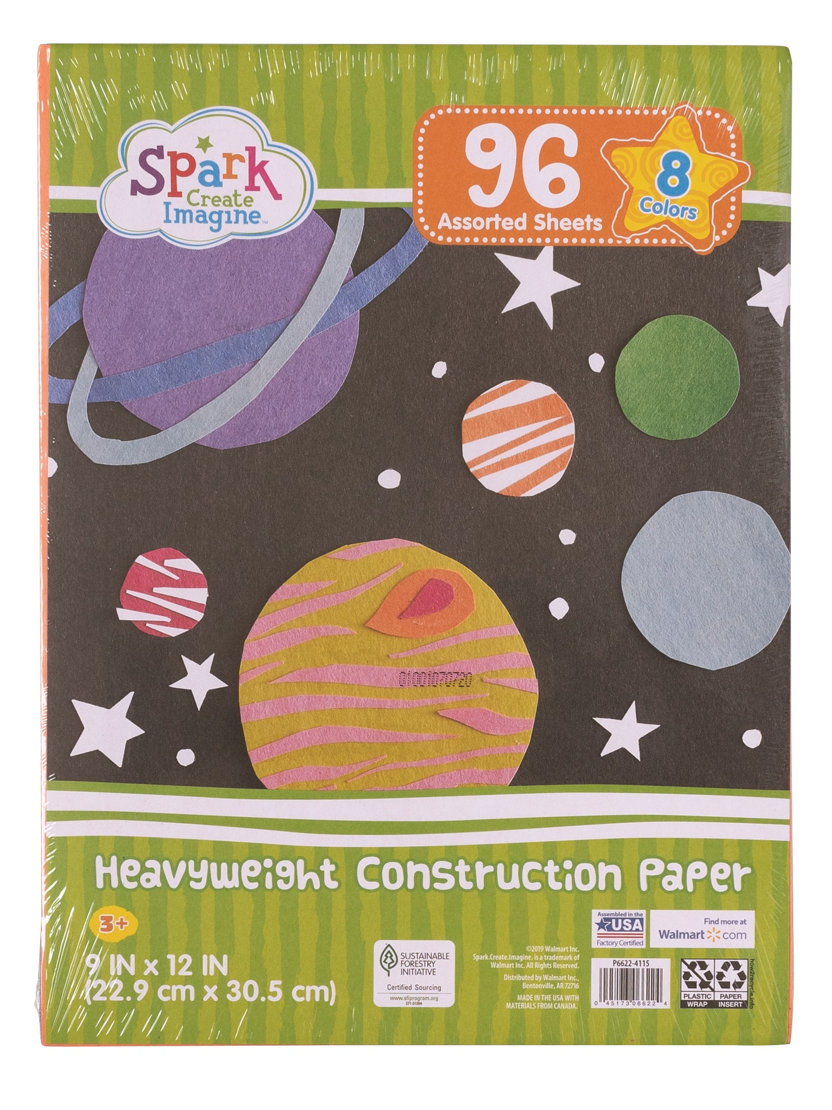 Spark. Create. Imagine. Heavyweight Construction Paper, Multi, 9''x12'', 96 Sheets