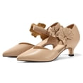 thumbnail image 3 of Ladies' low-heeled kitten-heeled formal shoes, comfortable closed-toe design with flowers, slip-on, suitable for formal gatherings, high-heeled shoe style, 3 of 3